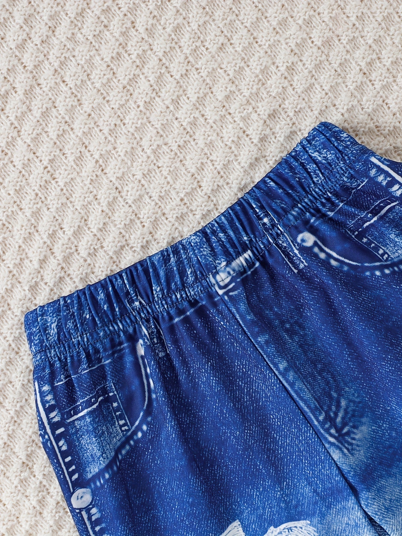 Boys' Lion Print Long Sleeve Top and Faux Denim Pants Set Fall Winter Casual Stretch Fabric