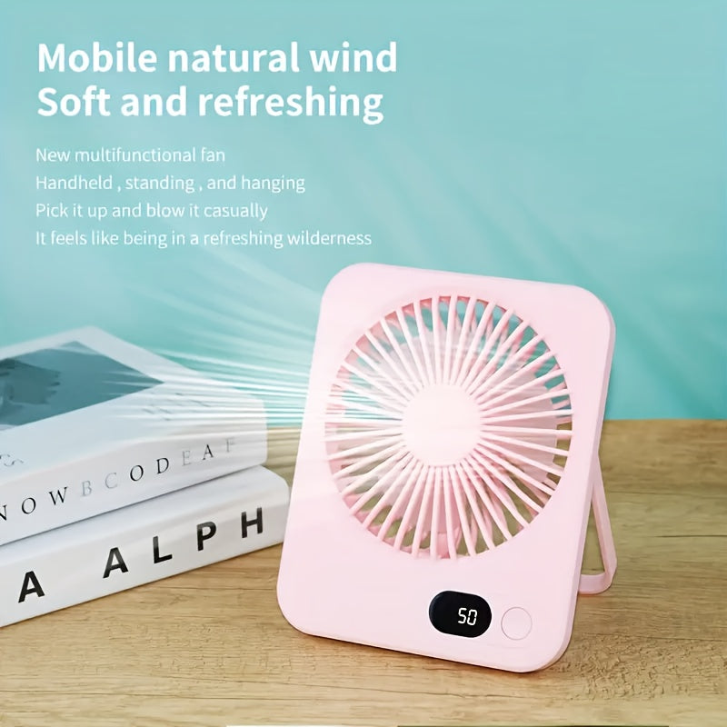 Portable Foldable Mini Desktop Fan with USB Rechargeable Battery and 5-Speed Control