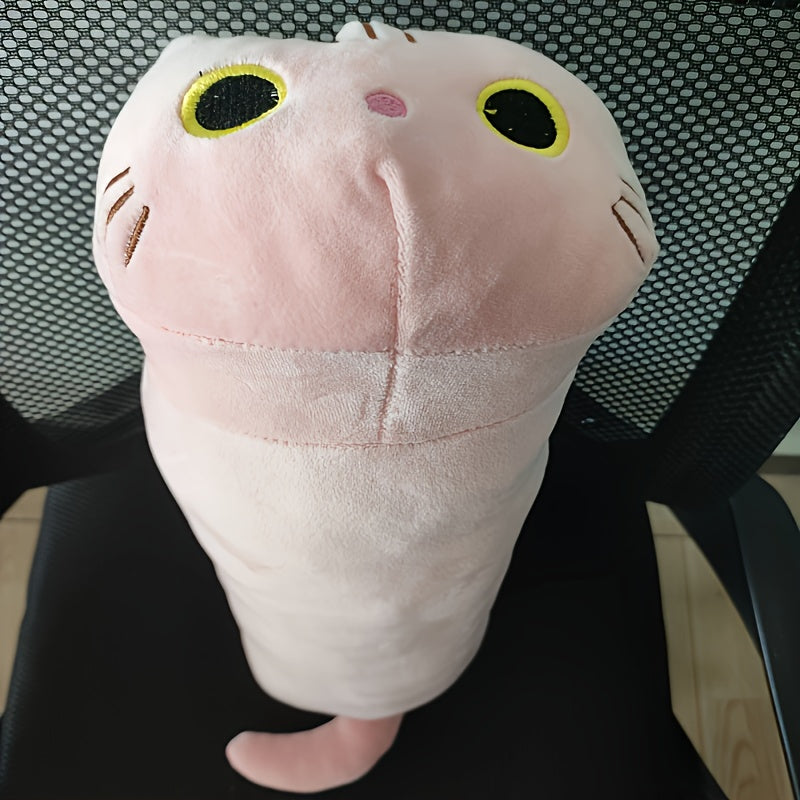 Подушка в форме кота 50/70 см, современный стиль плюшевой игрушки, домашний декор, подарок мультяшная плюшевая игрушка, гипоаллергенный полиэстер, машинная стирка, средняя жесткость, поддержка всего тела, портативная, вес ткани 100-120 г/м².