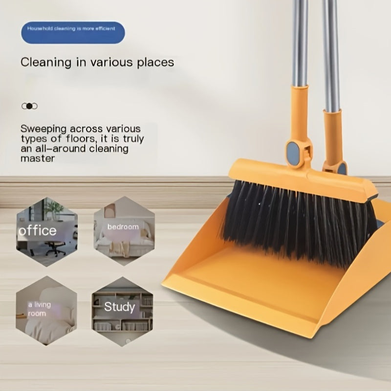 Household Broom and Dustpan Set for Hard Floors Non-Stick Hair Sweeping