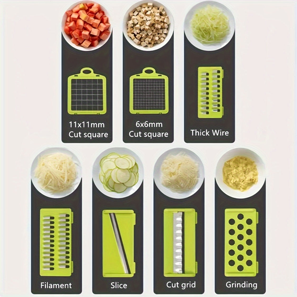 14-in-1 Vegetable Chopper Fruit Slicer Set Stainless Steel Blades