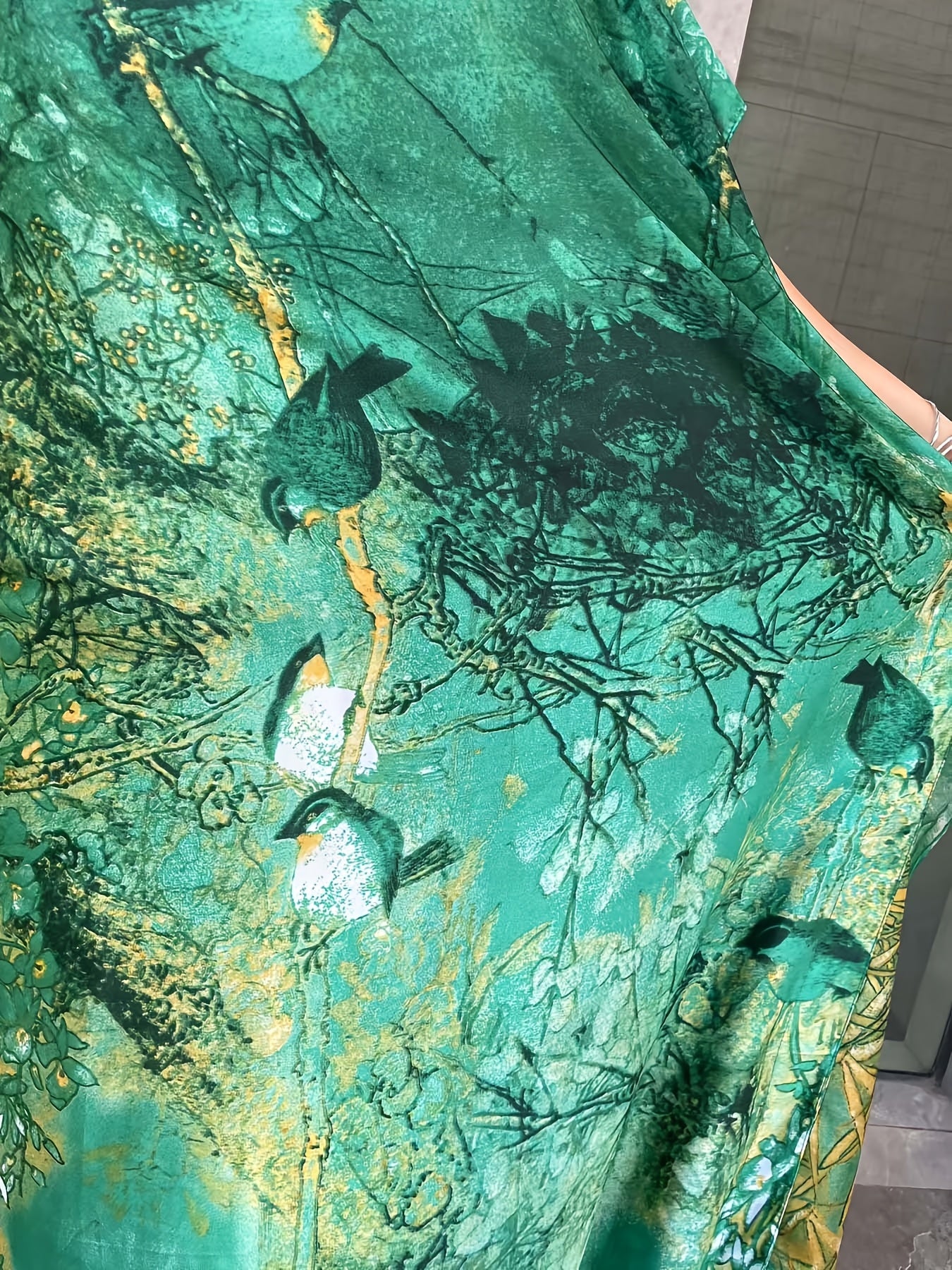 Women's Plus Size Floral Print Tunic Dress with Scarf Polyester Batwing Sleeve