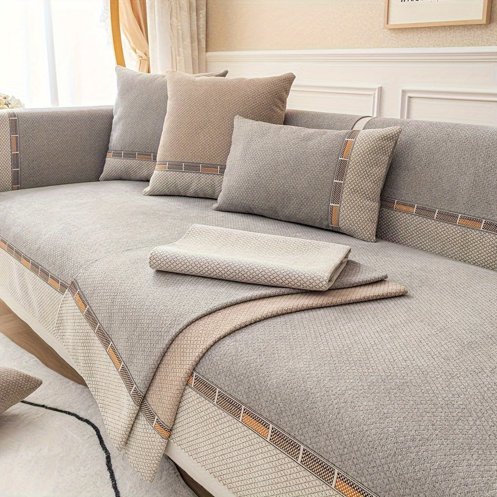 Bohemian Diamond Chenille Sofa Cover Pet-Friendly Non-Slip Protector for Home Decor