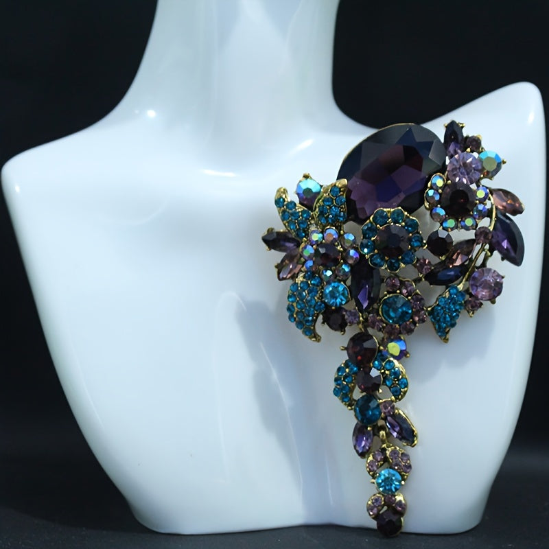 Women’s Rhinestone Flower Brooch Pin Elegant Statement Jewelry