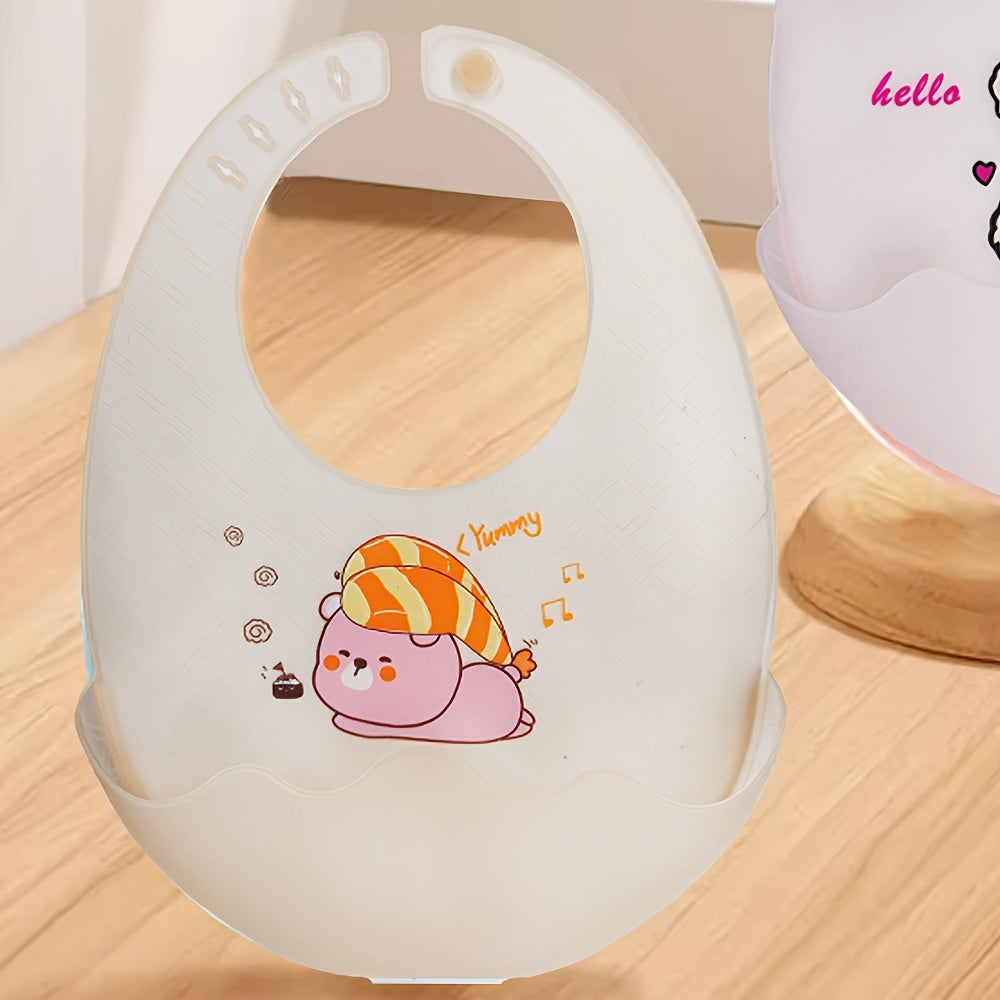 Baby Silicone Bib Waterproof Oil-Proof Food-Grade Cartoon Animal Design