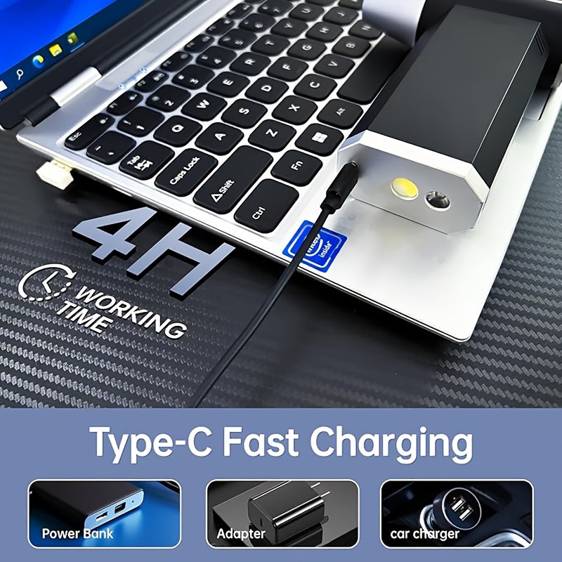 Portable Handheld Fan with Turbo Brushless Motor, 3 Speeds, 4000mAh Battery