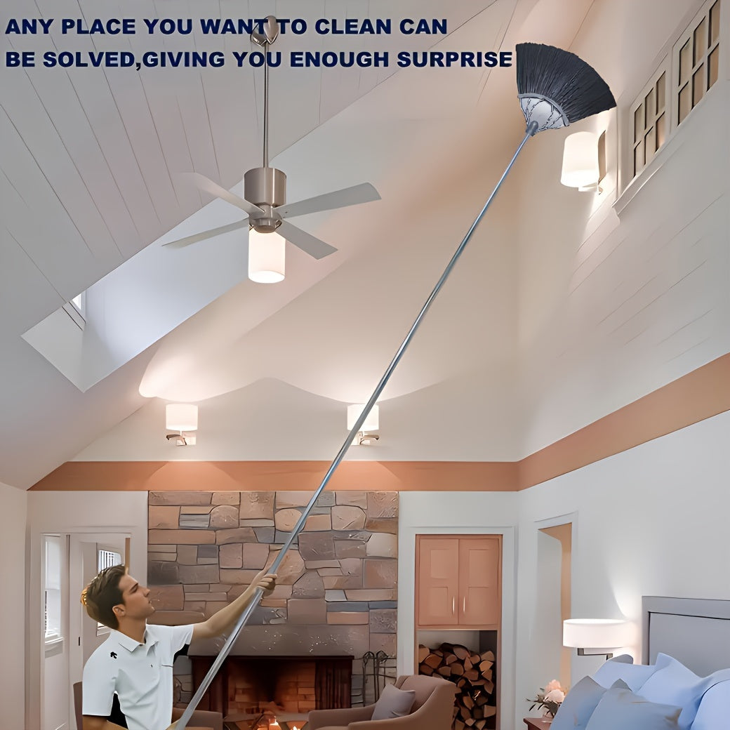 2-in-1 Window Cleaning Brush Set with Extendable 317cm Stainless Steel Pole