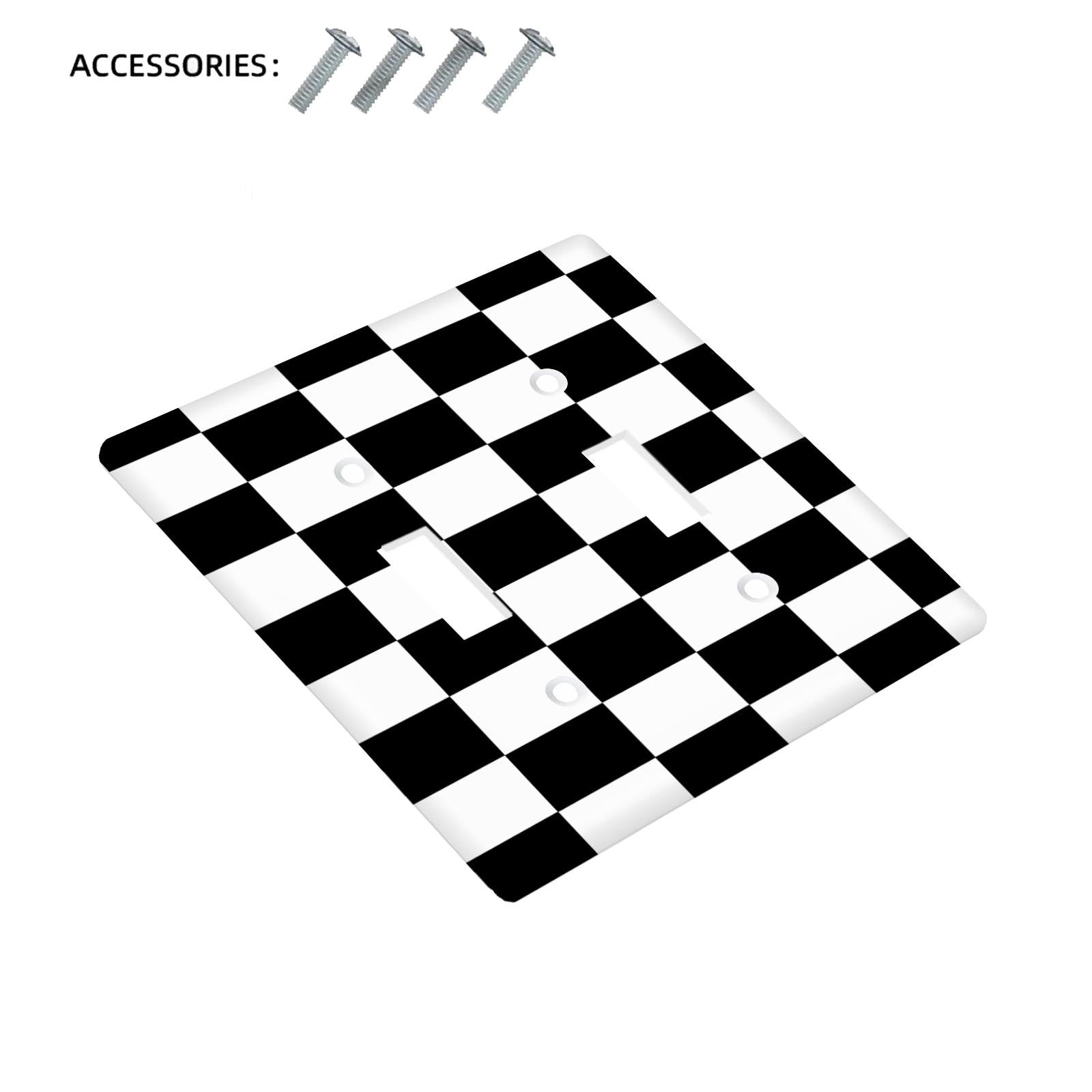 Checkerboard Pattern Switch Plate Cover for 1 or 2 Gang Switches Easy to Clean Suitable for Classrooms and Bedrooms