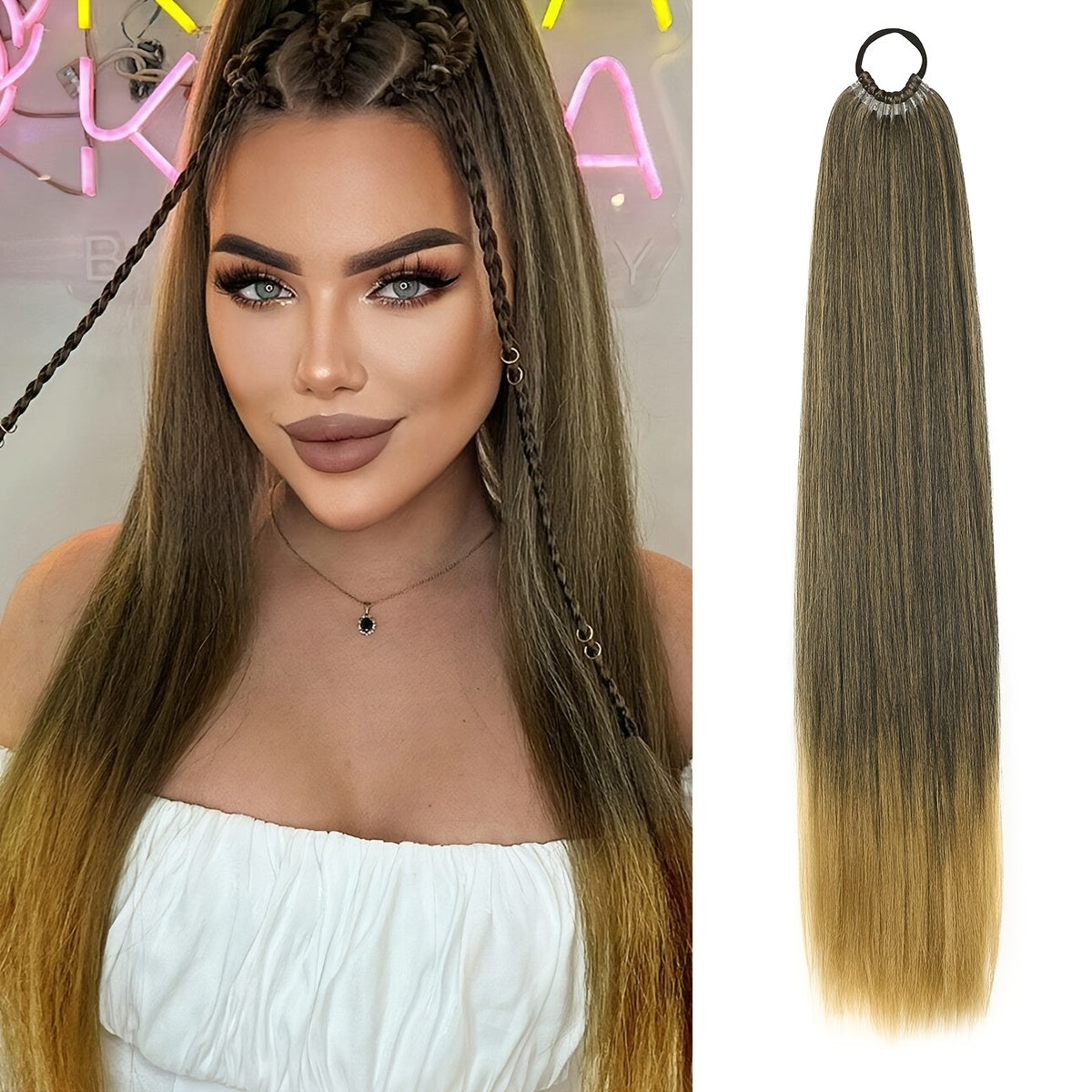 Women’s 66.04cm Straight Ponytail Extension Synthetic Hair Heat-Resistant Elastic Band