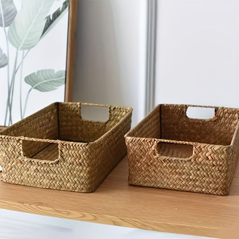 Shimoliy uslubda to‘g‘ri to‘g‘ri to‘qilgan saqlash savati, ish stoli yoki qishloq bezaklari uchun ideal, Janubiy Koreya IKEA dizaynidan ilhomlangan.