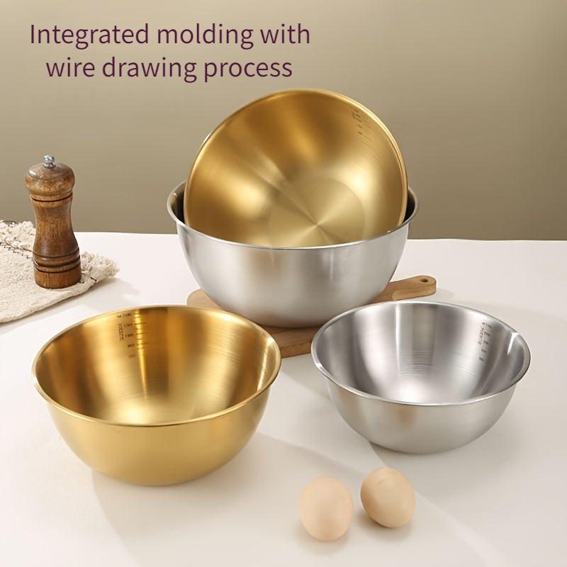 Set of 3 Stainless Steel Mixing Bowls Kitchen Food Prep Durable Durable