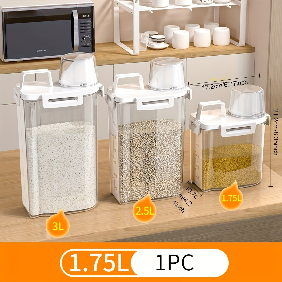 Leak-Proof Square Food Storage Container for Grains Nuts Flour Rice