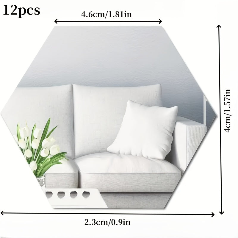 Hexagonal Mirror Wall Stickers Self-Adhesive Acrylic Tiles for Living Room Bedroom Decor