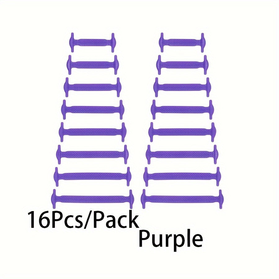 16 Pcs Silicone Elastic No-Tie Shoelaces Waterproof Stain-Resistant for Sneakers
