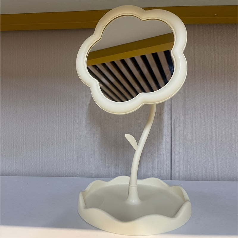 Stylish Vanity Mirror with Adjustable Stand, High Definition Glass, Durable Plastic Frame