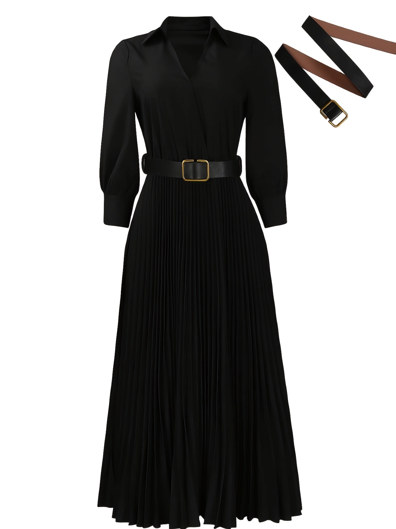 Ayollar uchun Qizil 100% Polyester Midi Ko'ylak, A-Line Swing Usuli, Belbog' bilan, Yengil Yaka, Bir Rangli, Bahor/Kuz Mavsumiga Mos, Nafis Katta Yoshdagi Moda