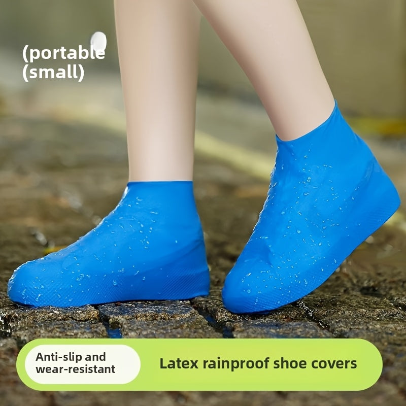 Unisex Waterproof Latex Rain Boots Shoe Covers Reusable Durable Multiple Colors