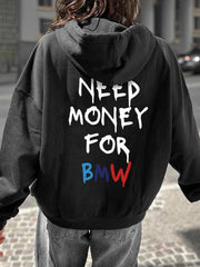 Women's Letter Print Hoodie Casual Fall Winter Micro Elastic Polyester