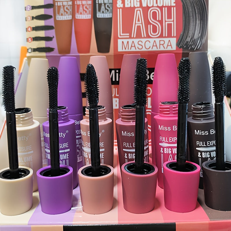 6-Pack Waterproof Long-Lasting Mascara for Big Volume and Natural Look Black Smudge-Proof Thickening Plant-Based Squalane