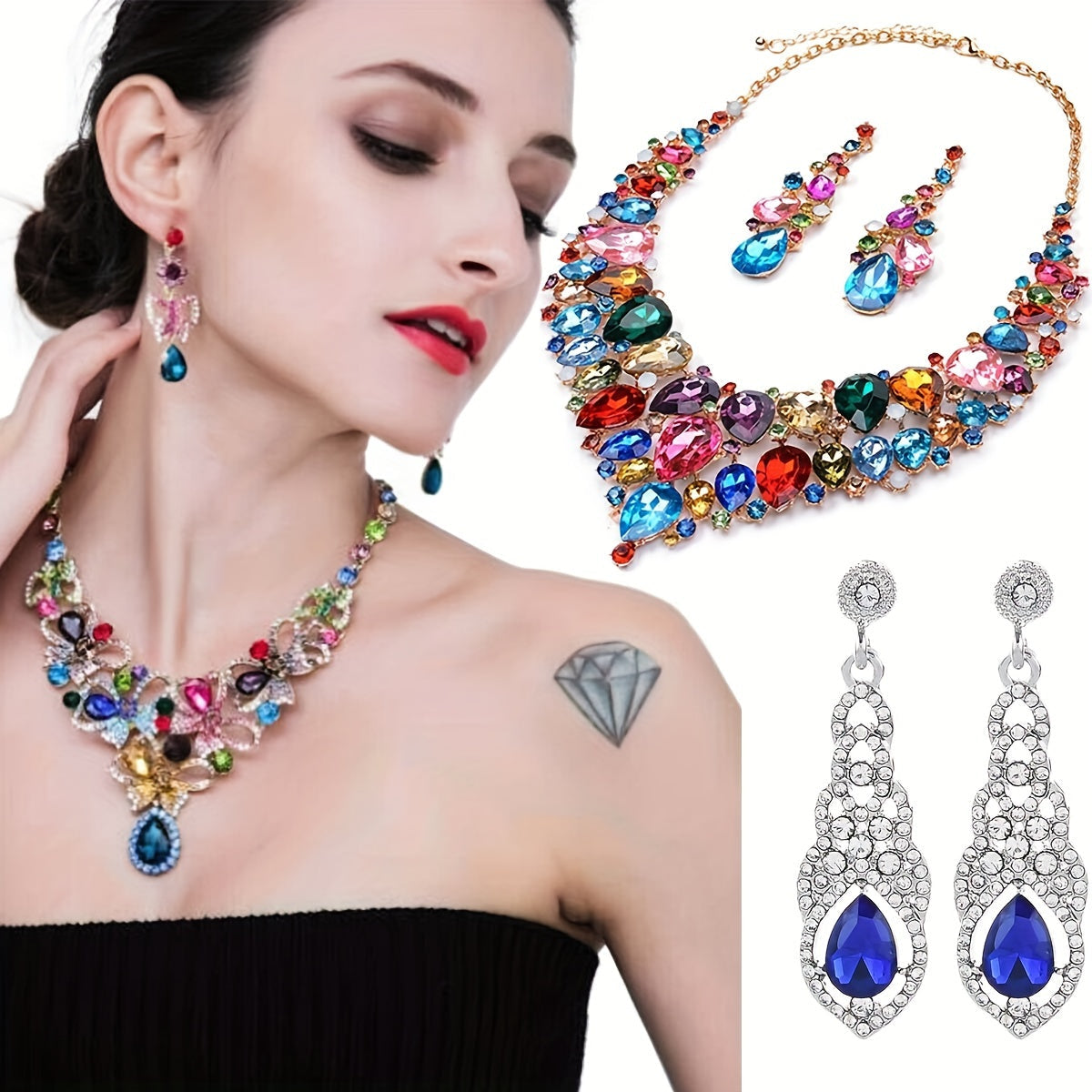 Set of 30 Vibrant Teardrop Rhinestones for Jewelry Making in Assorted Colors