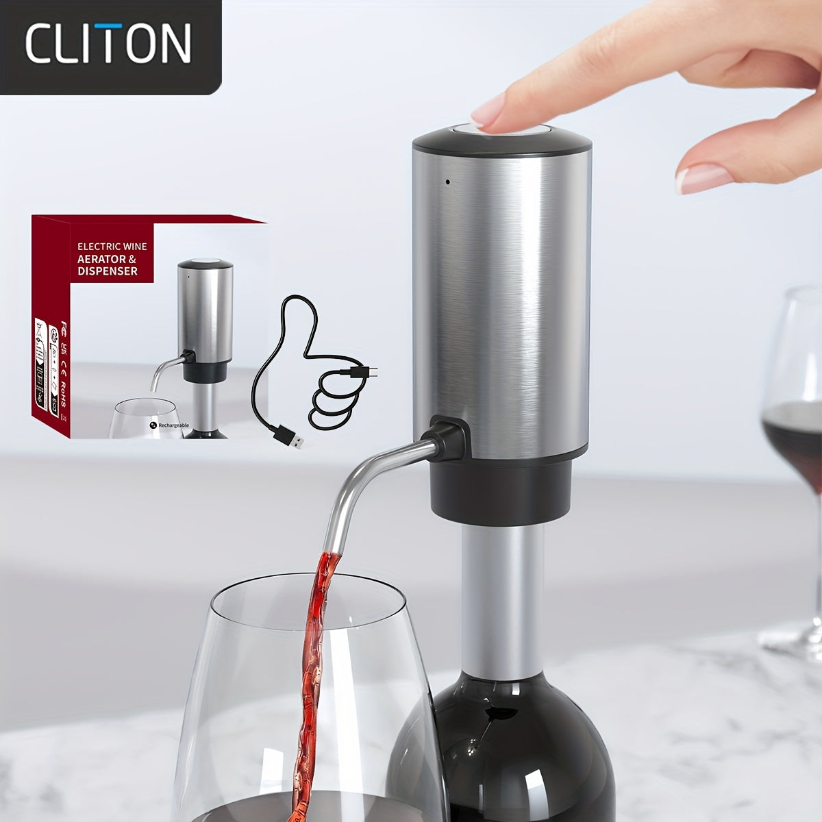 Electric Wine Pourer and Decanter with Olive Oil Diverters Kitchen Pourer