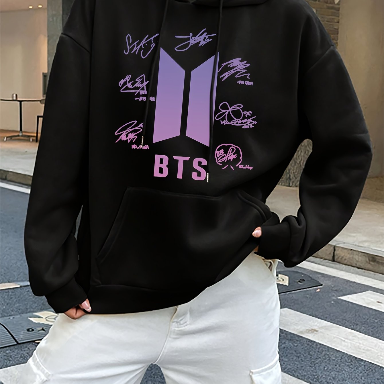 Women's Fall Winter Hoodie Polyester Pullover with Graphic Print and Front Pocket