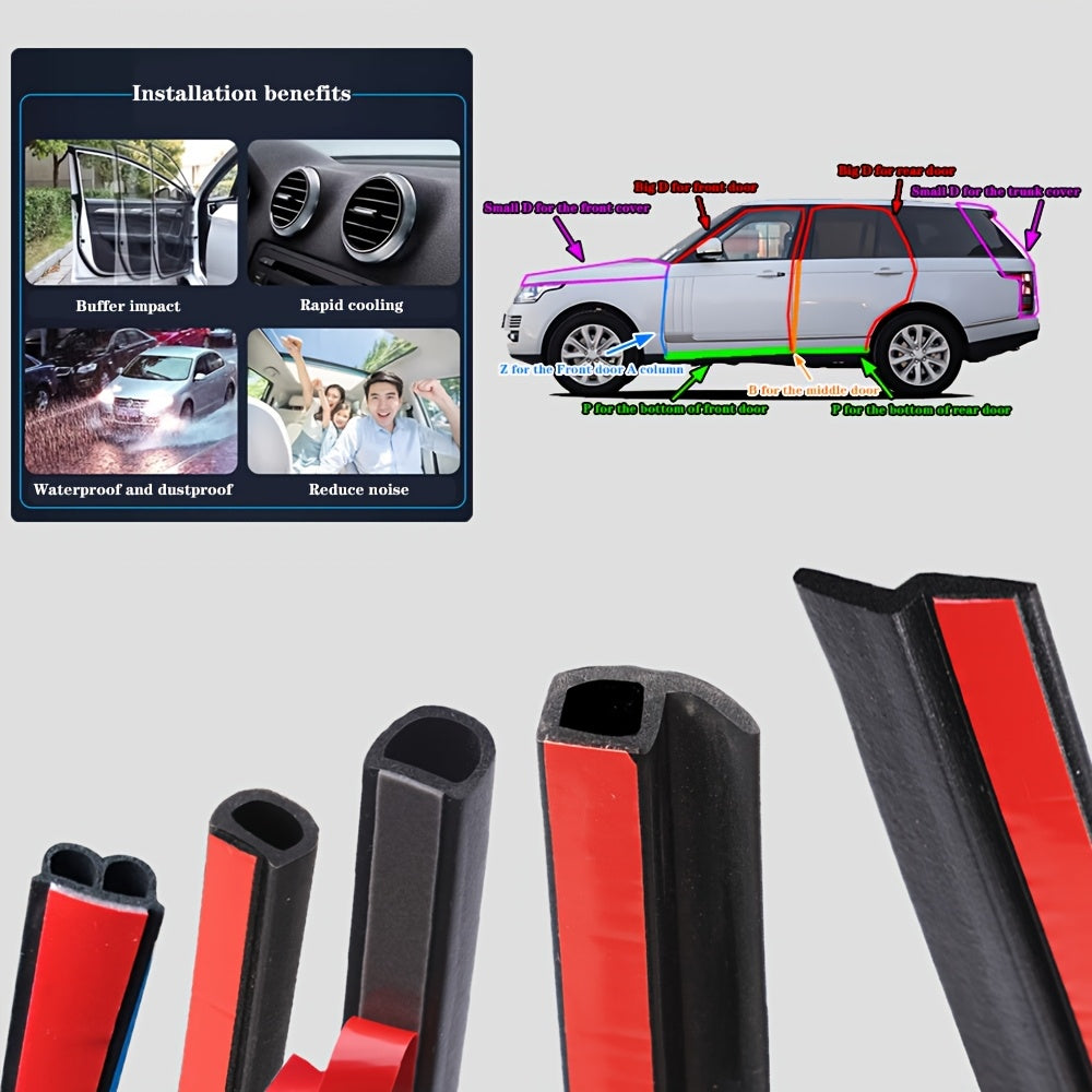 Car Seal Strip Rubber Gasket for Trunk Hood Door Sealing Tape 4M