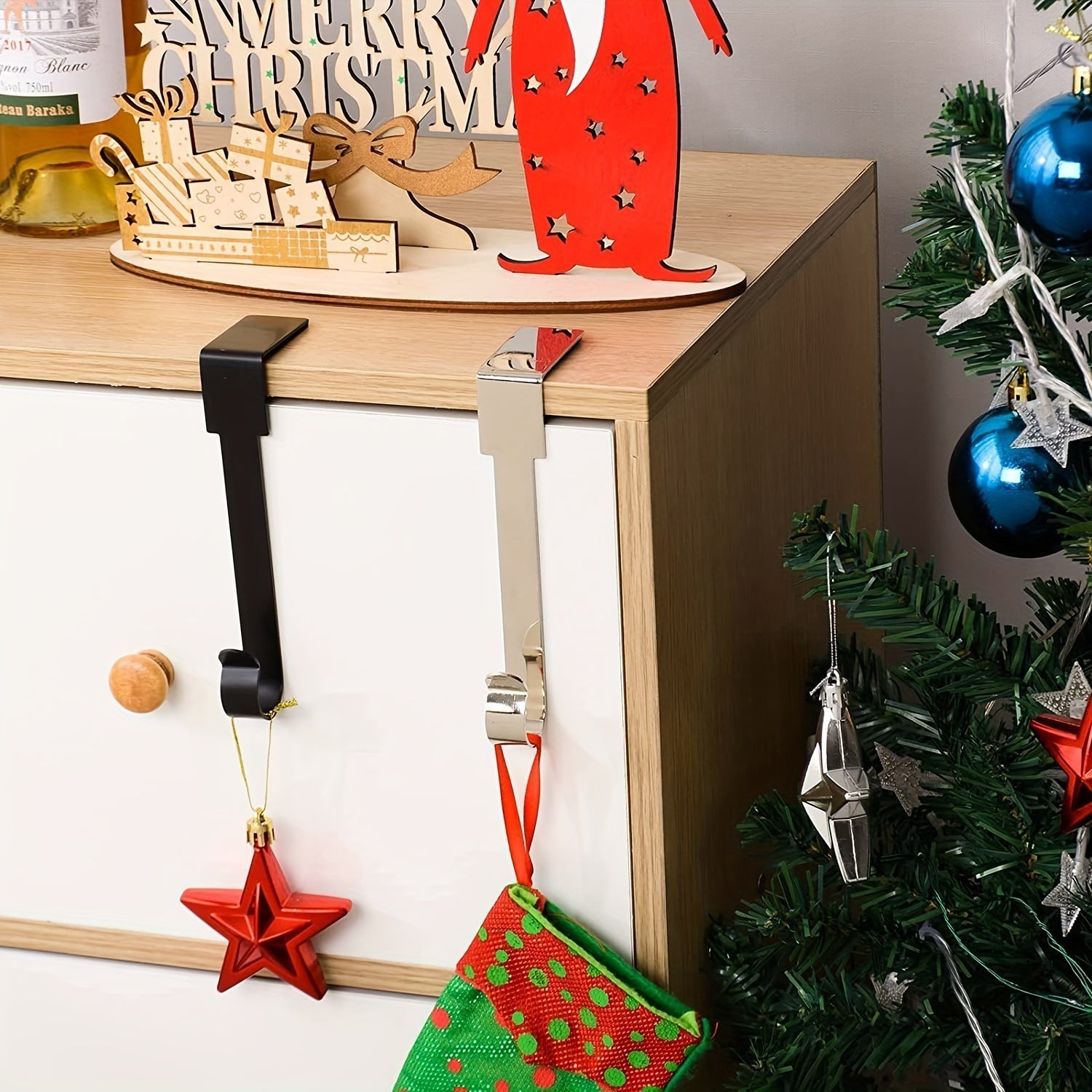 Durable Non-Slip Metal Christmas Stocking Holders for Fireplace Mantel Decor