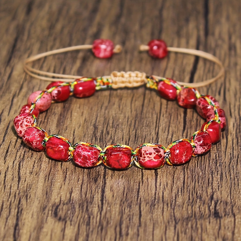 Handmade Gemstone Boho Chic Bracelet Natural Stone Beads Adjustable Jewelry for Daily Wear or Gifting