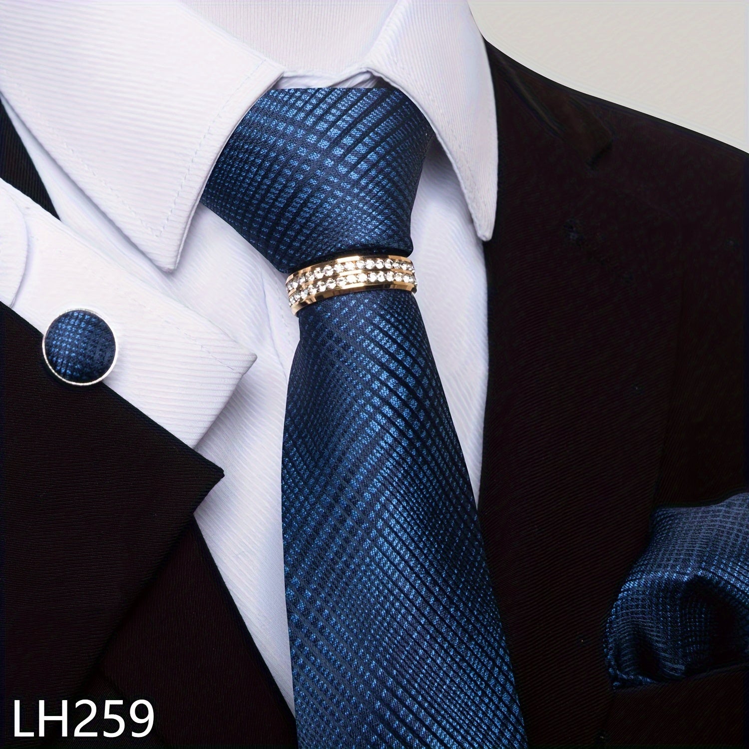 Men's Fashion Accessories Set Tie Pocket Square Handkerchief Cufflinks for Weddings Parties Business