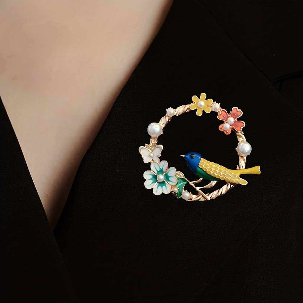 Retro Butterfly and Flower Brooch Alloy Jewelry for Women Stylish Accessory