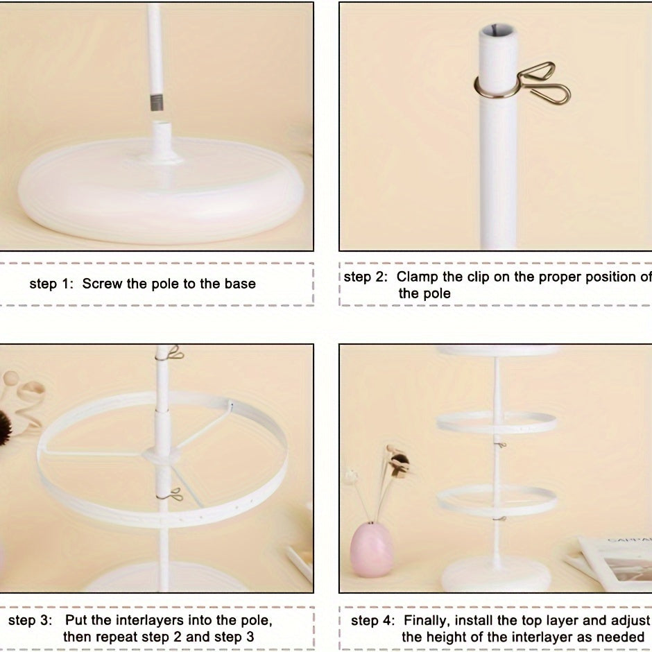 Rotating Metal Jewelry Rack with 5 Layers for Earrings and Studs Organizer Desktop Display