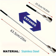 Unisex Stainless Steel Adjustable Shoehorn Long Handle Stretchable Shoe Horn