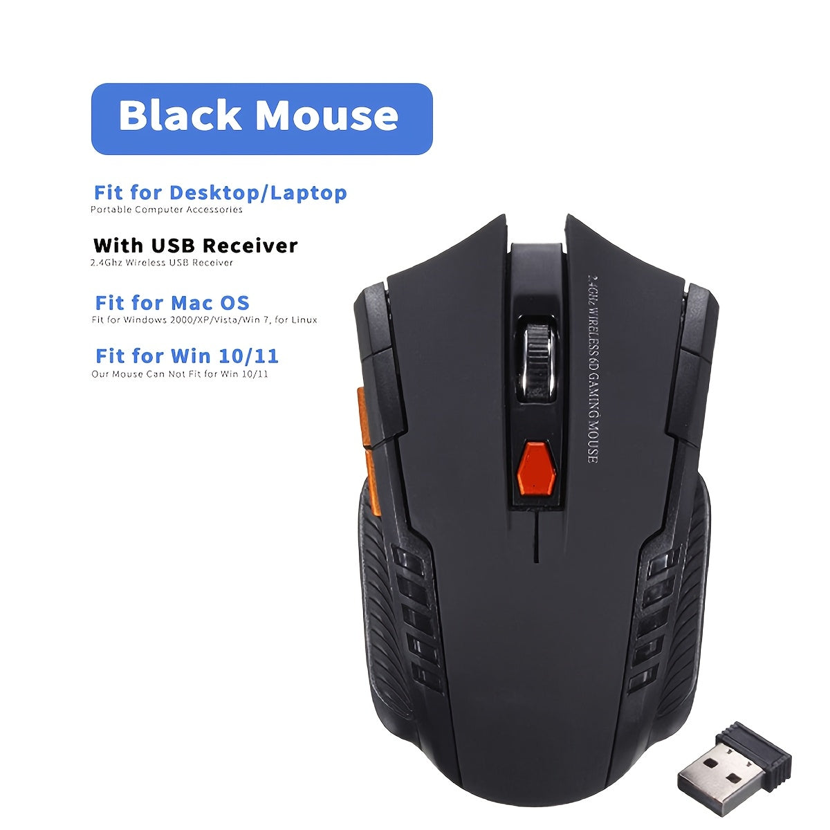 Wireless Gaming Mouse with 2.4GHz USB Nano Receiver Battery Powered for PC Mac Laptop Chromebook