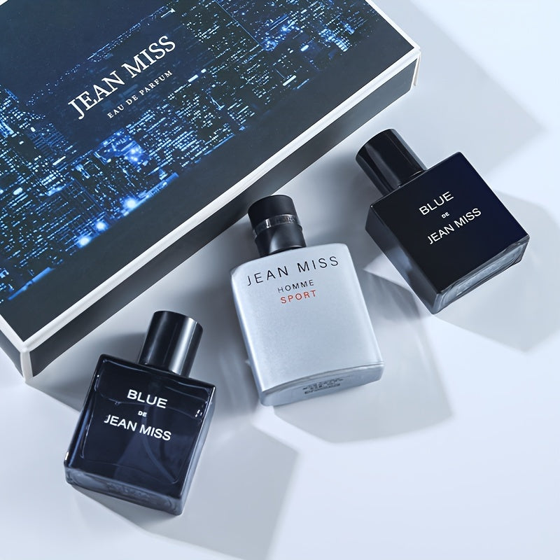Men's Perfume Set with Blue Cologne and Woody Fragrance in Gift Box