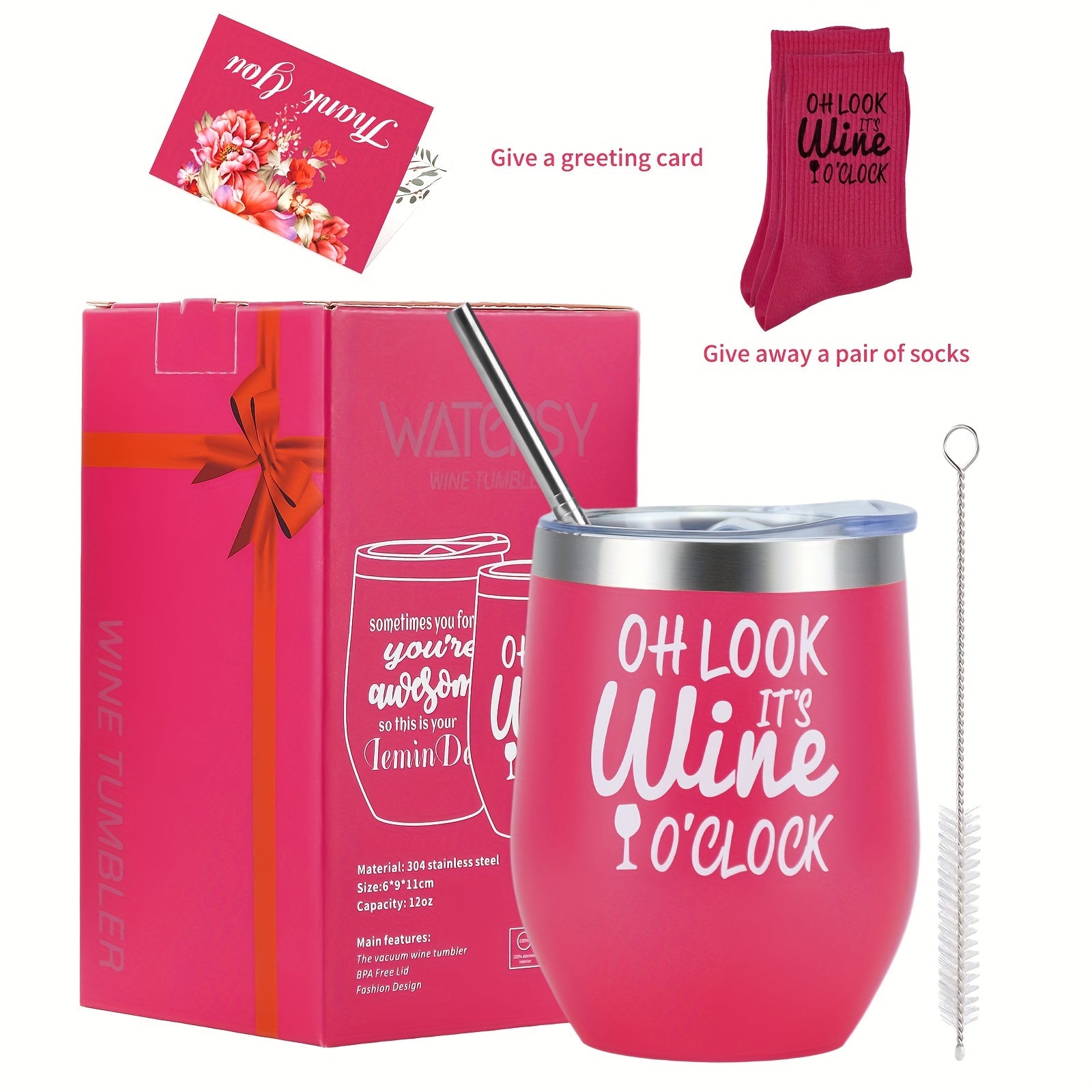 12oz Stainless Steel Travel Mug with Lid Straw and Brush Leakproof Insulated Hot Cold Drink Container Gift Box