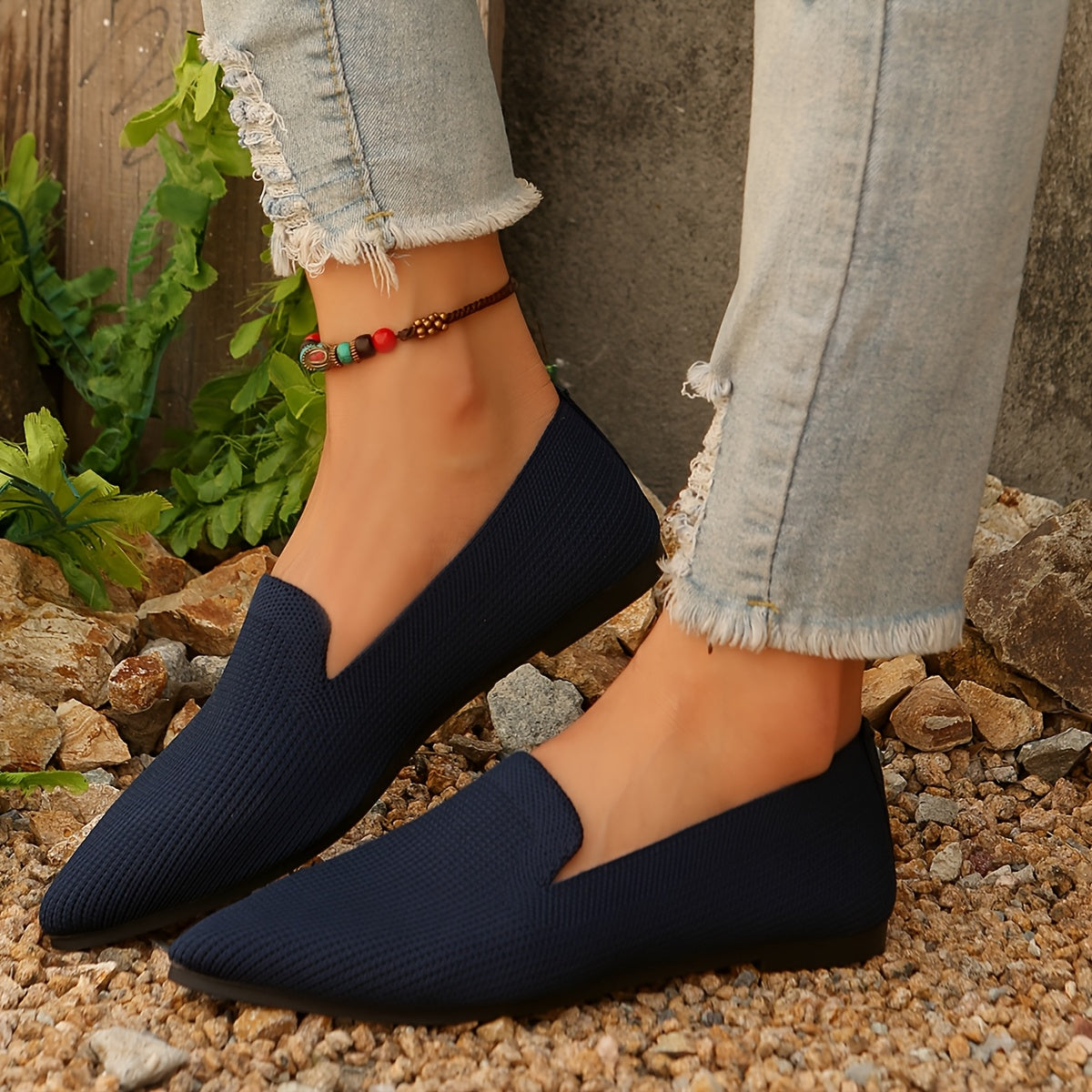 Women's Lightweight Pointed Toe Flats Slip-On Casual Shoes All-Season