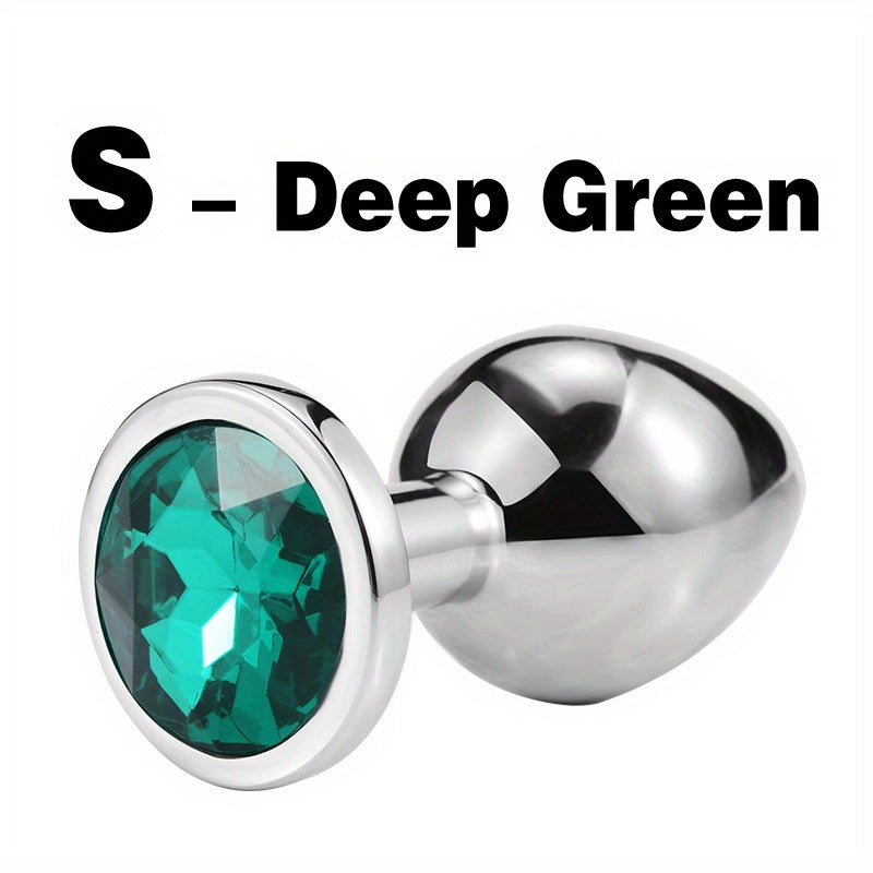 Adult Metal Anal Plug Butt Plug with Gem Base, Couples Sex Toy