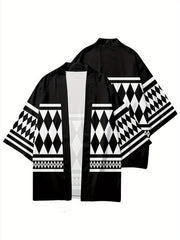 Men's Checkered Loungewear Kimono Robe Nightgown Polyester Casual Indoor Wear