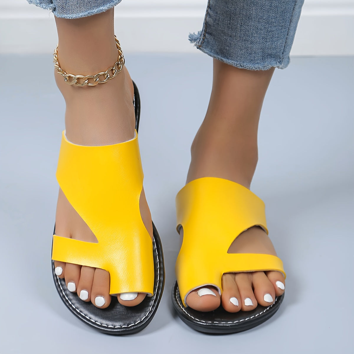 Women's Summer Breathable Flat Toe Slippers for Home Comfortable Lightweight