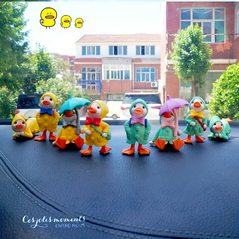 4Pcs Cute Duck Figurines Plastic Garden Decor Desktop Car Dashboard Accessories