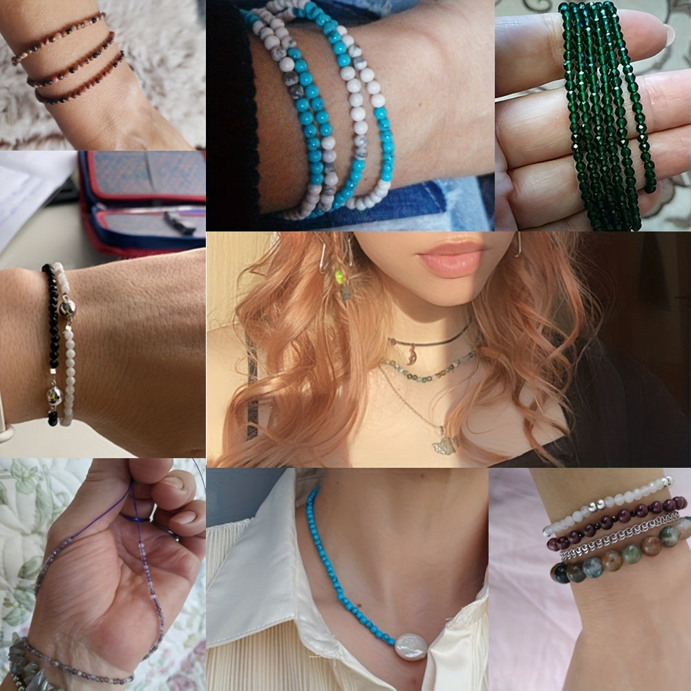 Cuentas separadoras de piedra natural de 3 mm para hacer joyería, amatista, cuarzo rosa, turquesa, ágata