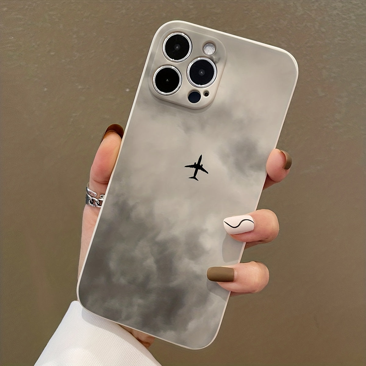 Vintage Gray Airplane TPU Phone Case for iPhone 11 12 13 14 Series