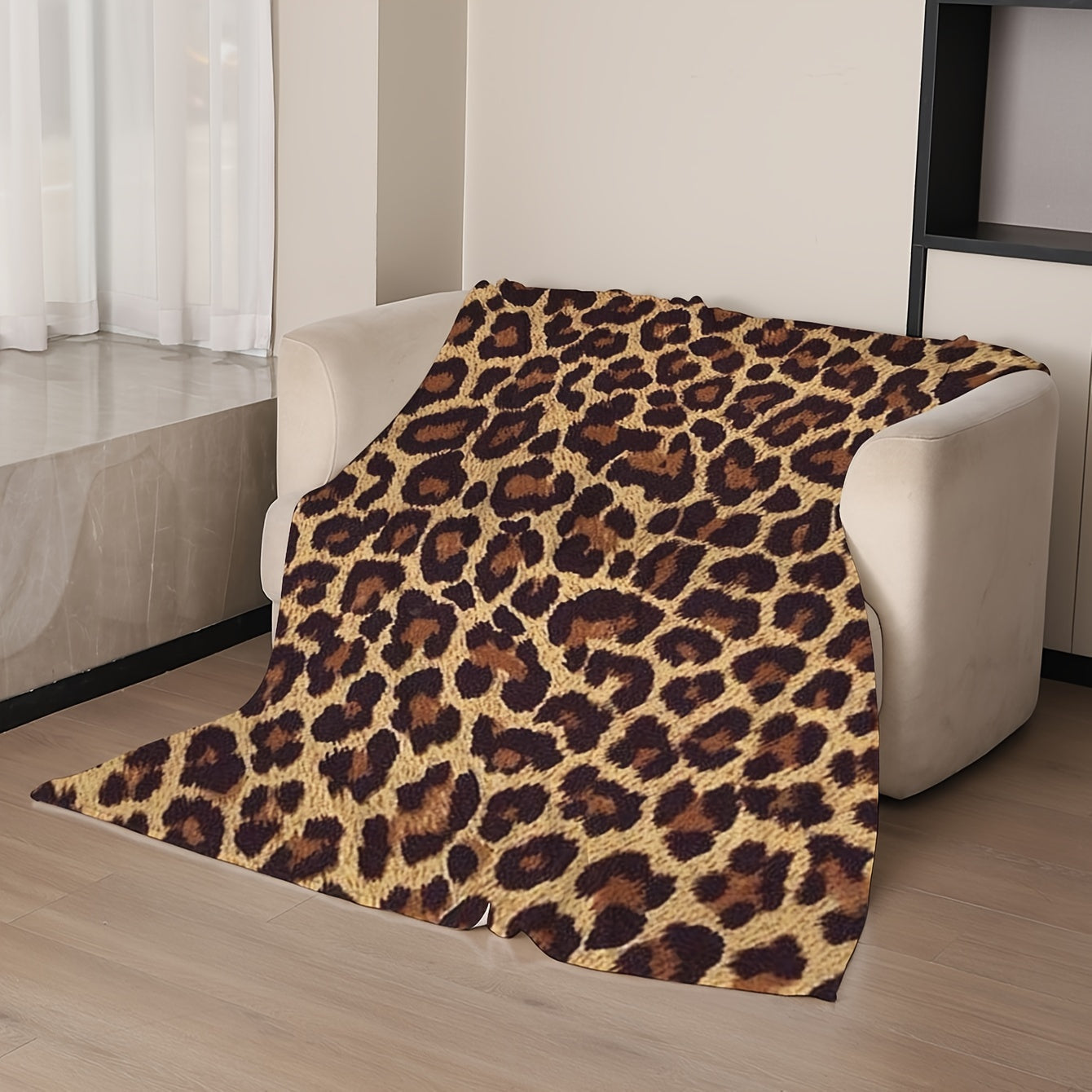 Leopard Print Coral Fleece Blanket Soft Warm All-Season Throw for Sofa Bed Camping