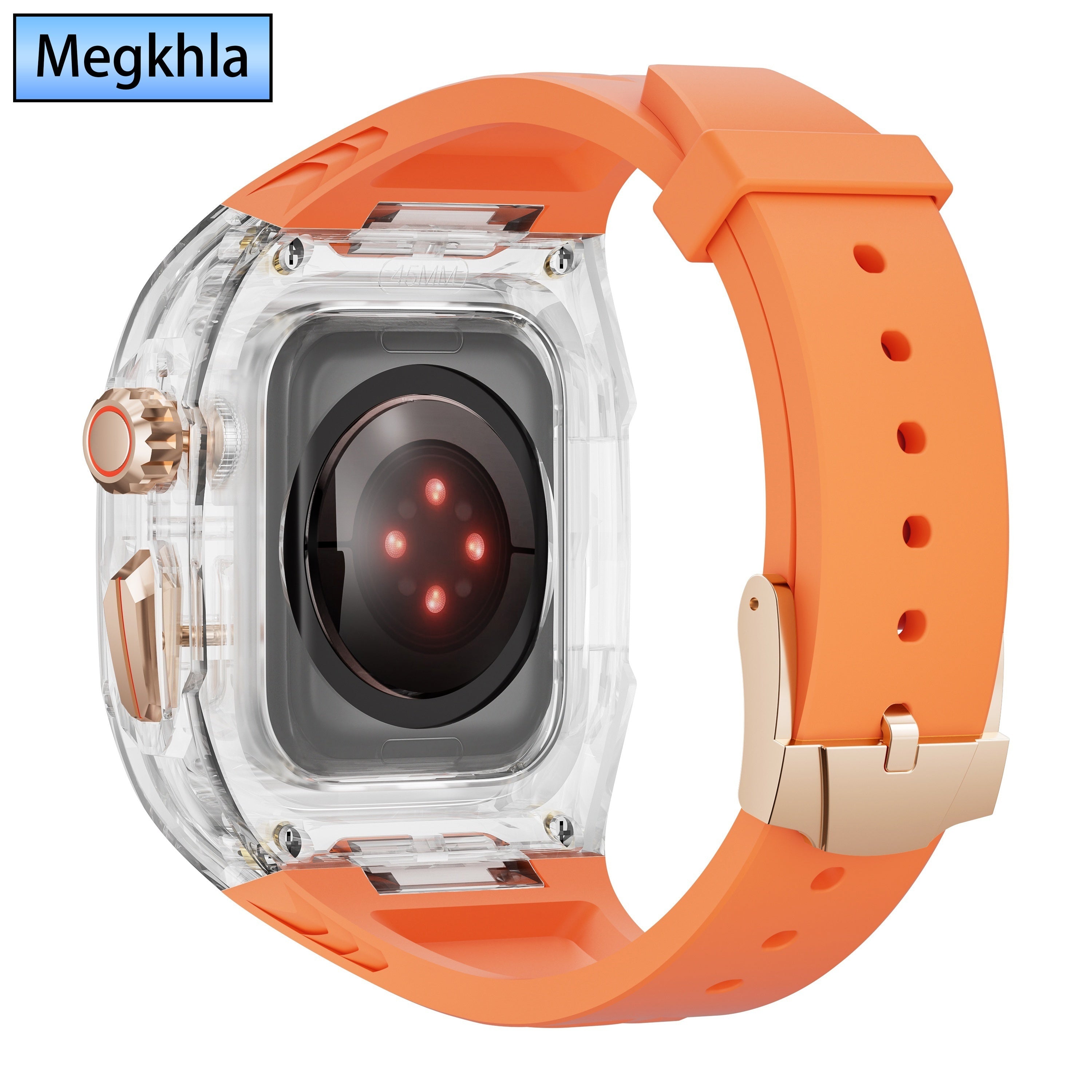 Smartwatch Band TPU Strap with Transparent PC Case for iWatch 9 8 7 6 5 4 SE 44mm 45mm Sport Business Banquet