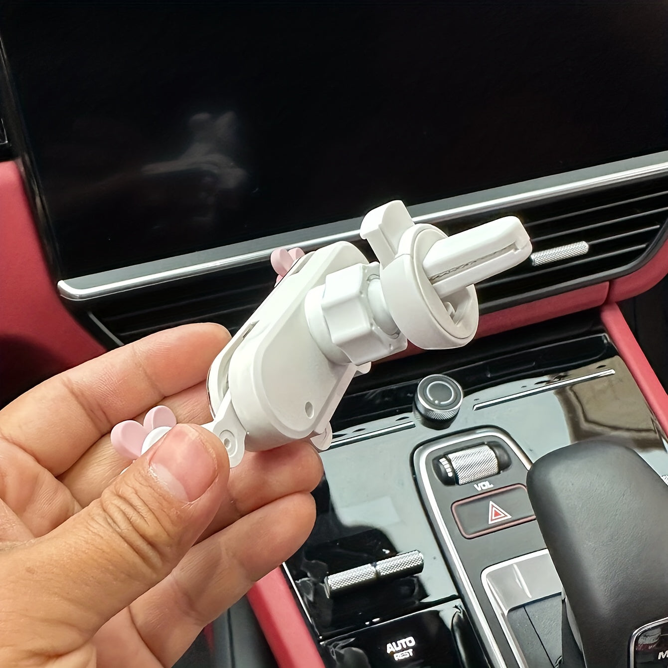 Soporte para teléfono de espejo de coche ajustable en forma de flor de plástico unisex, duradero y lavable
