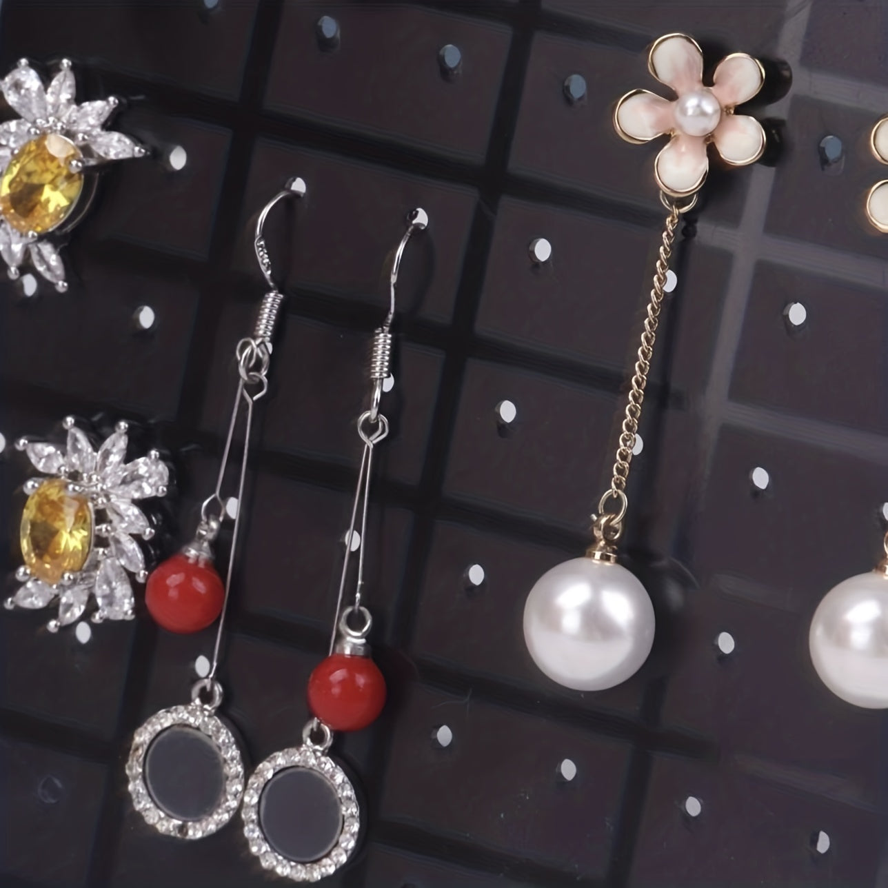 Acrylic Jewelry Organizer with 72 Ear Stud Holes Storage Rack Display