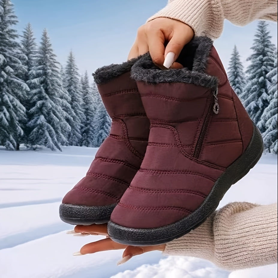 Women's Winter Thick Warm Fleece Short Boots Flat Large Sizes 36-44
