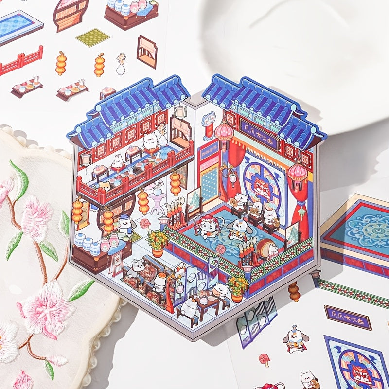 3D Наклейки для ландшафта хранения для миниатюрных сцен Маленький дом Журналинг DIY Облегчение стресса