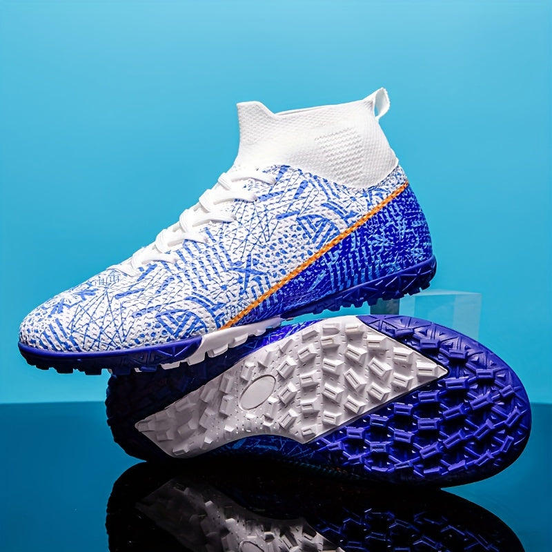 Men's and Women's High-Top Soccer Cleats for Artificial Grass Outdoor Sports Training Breathable Non-Slip All-Weather Rubber Sole